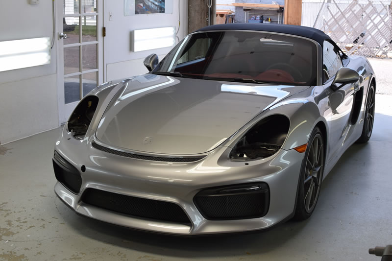 Porsche Boxster spyder full wrap Silver