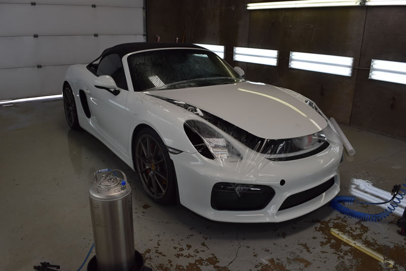 Porsche Boxster spyder full wrap - White