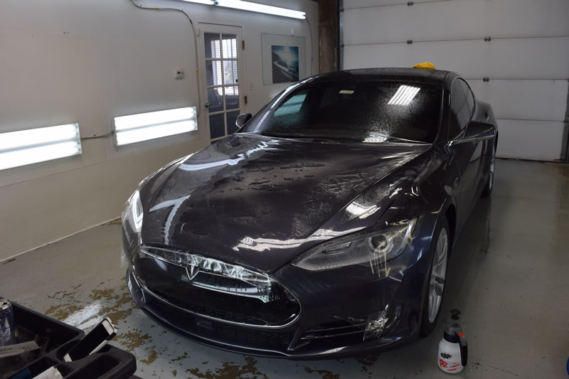 Tesla Model S Drk Grey full wrap pkg