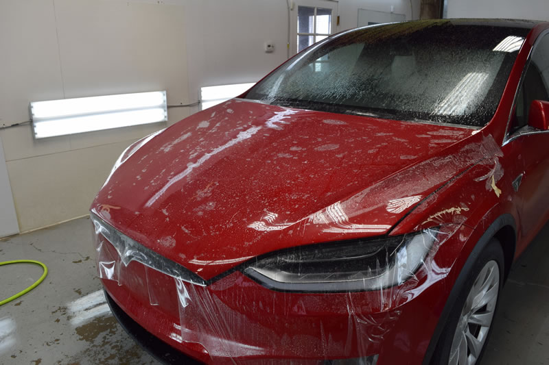 Tesla Model X red full wrap pkg