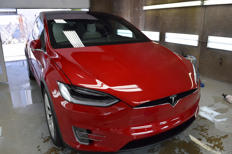 Tesla Model X red full wrap pkg