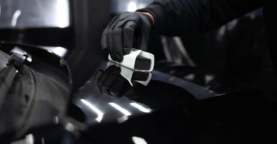 applying nano ceramics to black car
