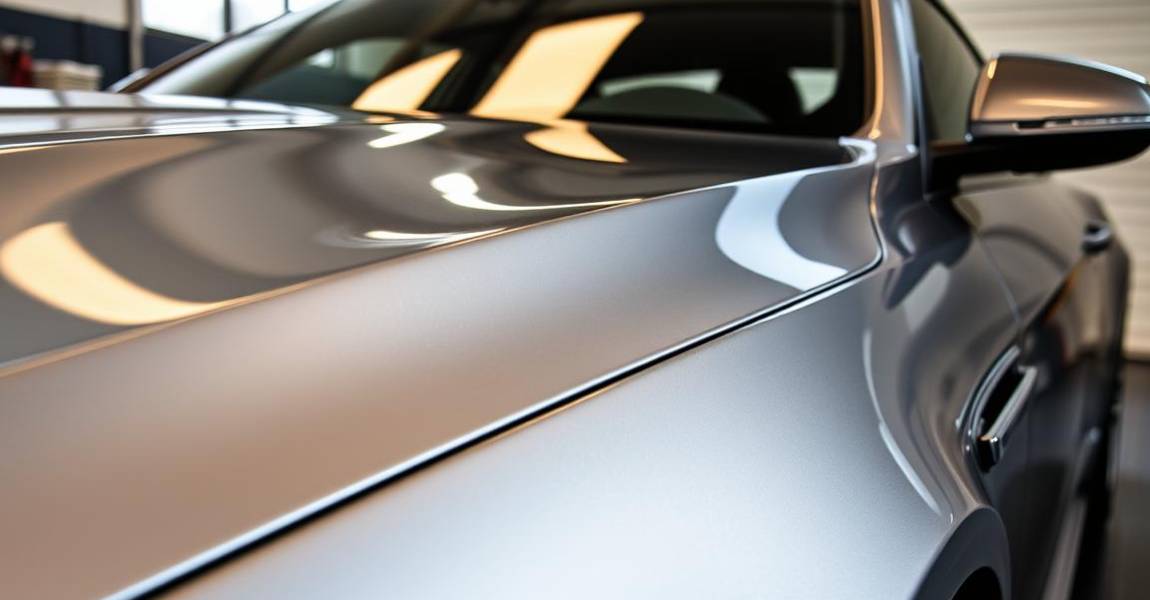 flawless paint protection film layer on silver car