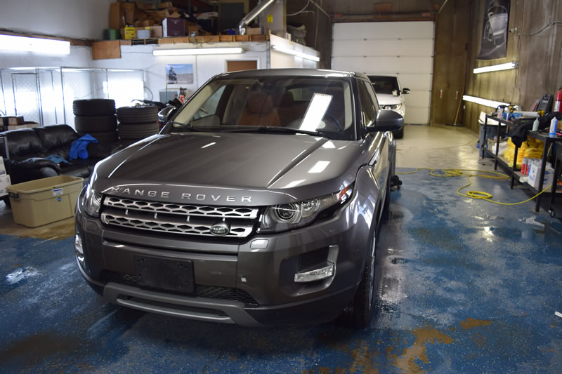 Silver Range Rover getting clear bra