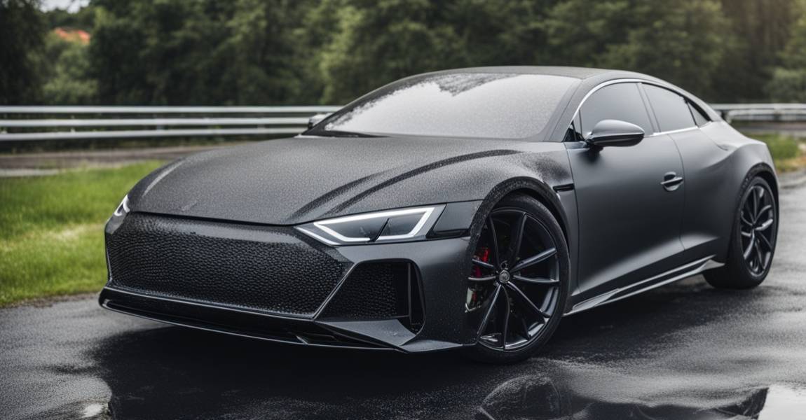 black car half coated with graphene and half coated with ceramic coating