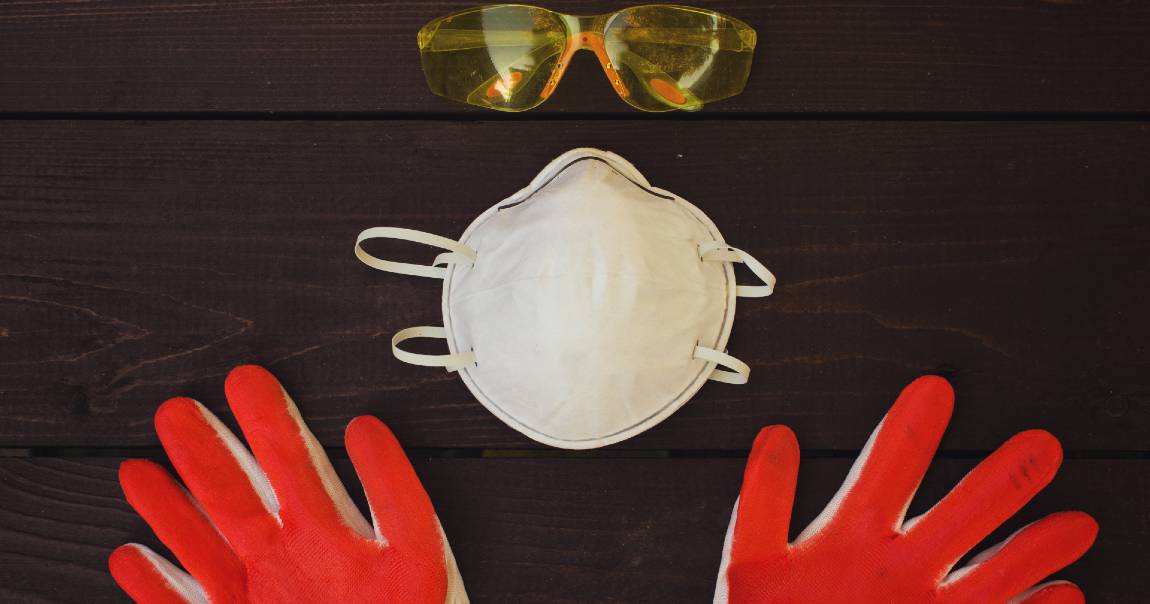 safety glasses mask and gloves