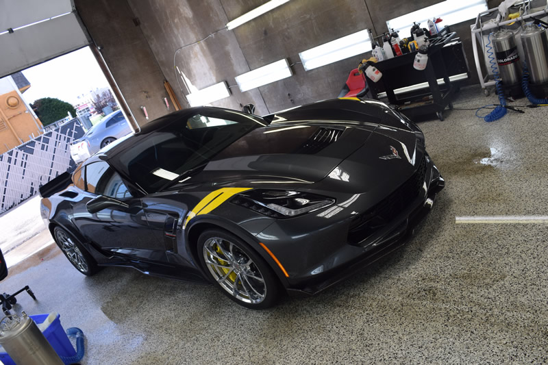 Grey Corvette Yellow Stripes Ultimate PKG and Tint