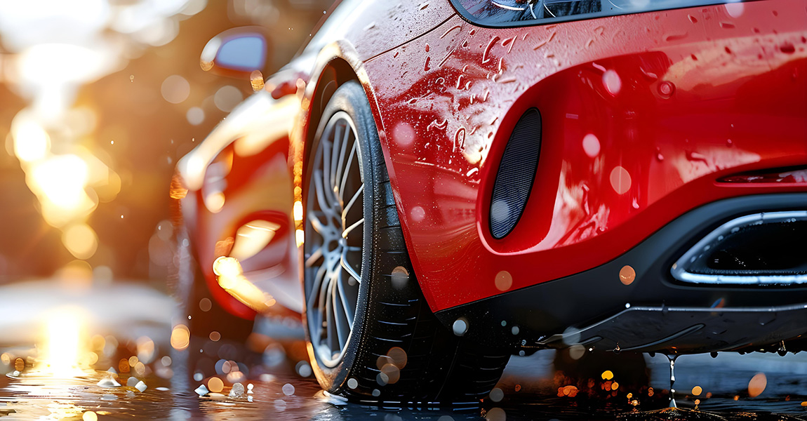 red car with ceramic coat applied to exterior