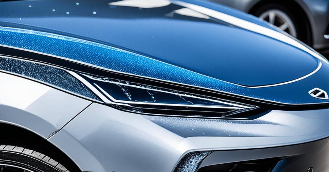 blue car hood coated with ceramic coating