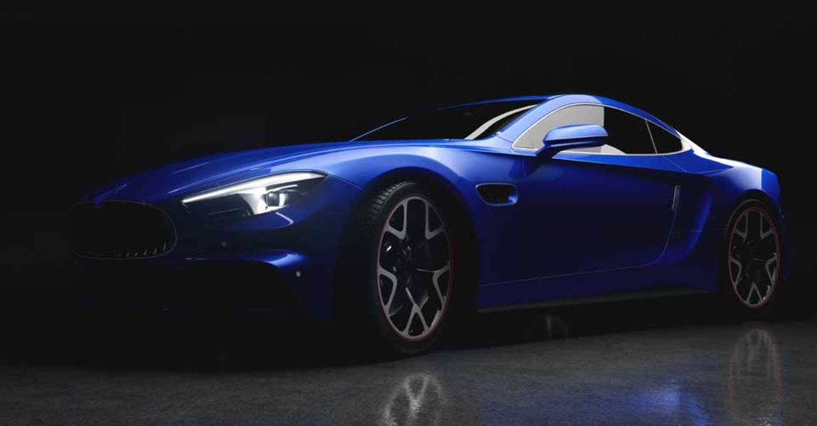 blue sports car with ppf installed